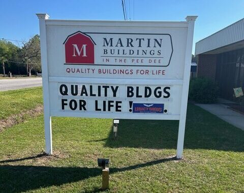 signage, Martin Buildings in the Pee Dee, Metal Buildings Florence SC, Residential metal buildings, Storage buildings, Custom metal garages, Metal garage, Metal barns, Commercial metal building